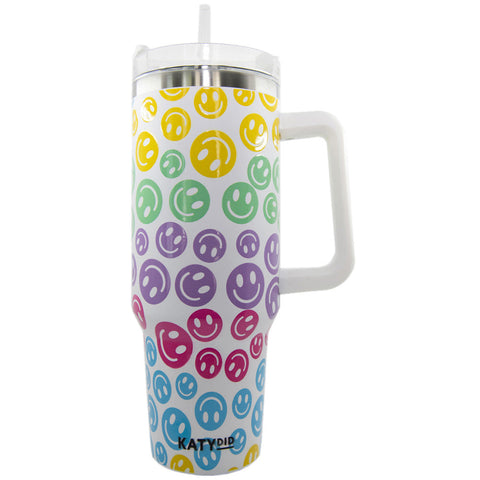 Pastel Happy Face Stainless Steel 40 oz Tumbler